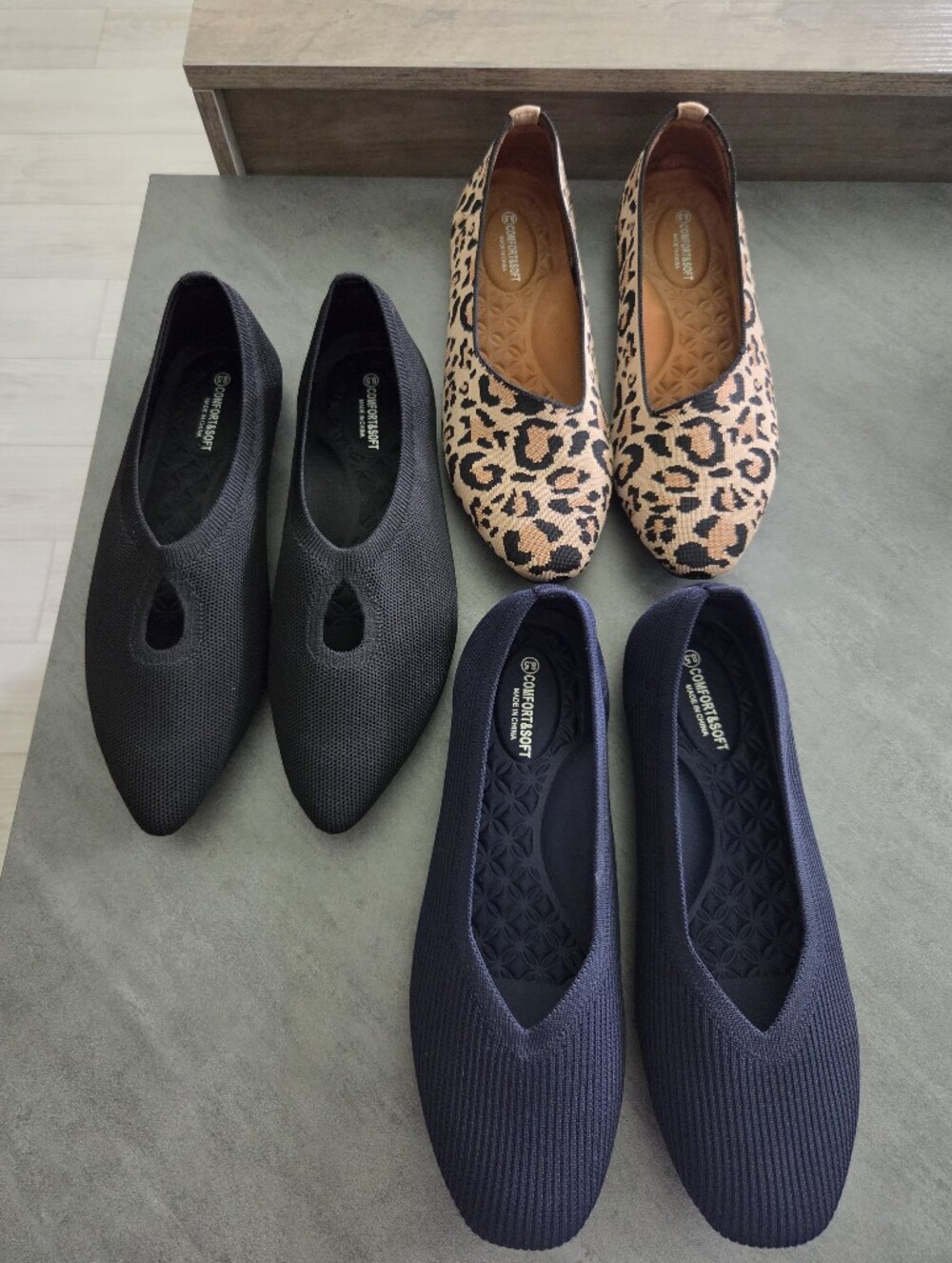 Soft Fabric Flats - EUC - Size 8.5 - Leopard Print Flats - Navy - Black Flats
